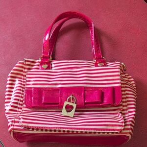 Betsey Johnson Pink and White Striped Satchel